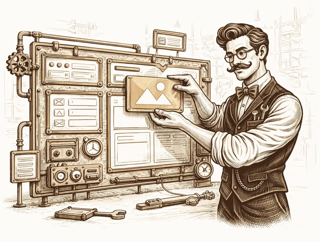 A designer assembling a software interface on a mechanical display
