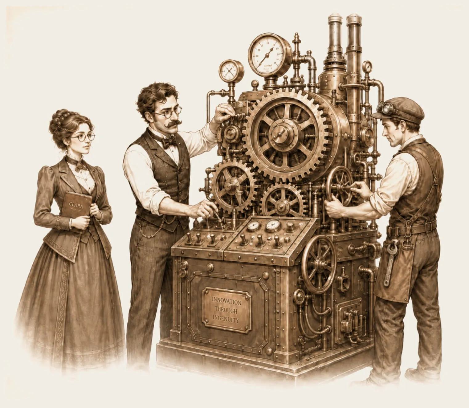 A team working alongside an automaton